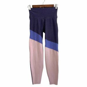 Old Navy Active Women's Pink Blue Colorblock Stripe Thick Waist Leggings Small